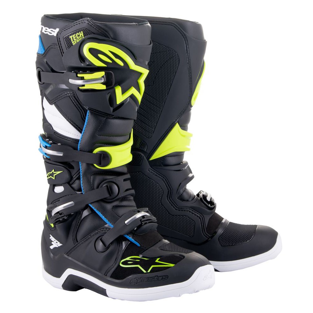 Alpinestars Tech-7 MX Boots Black/Enamel Blue/Yellow Image